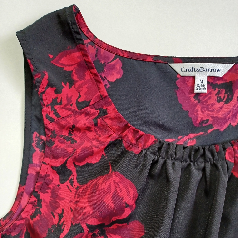 Satiny Sleeveless Floral Top